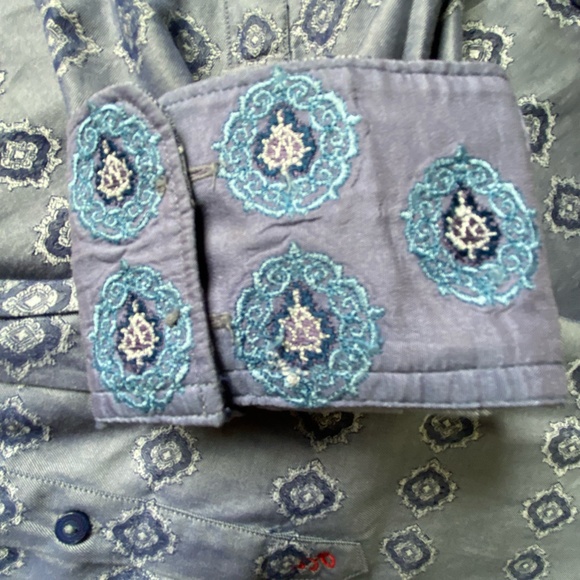 Robert Graham Mens Purple Embroidery Cuff Long Sleeve Cotton Dress Shirt- Sz-XL - Picture 4 of 16